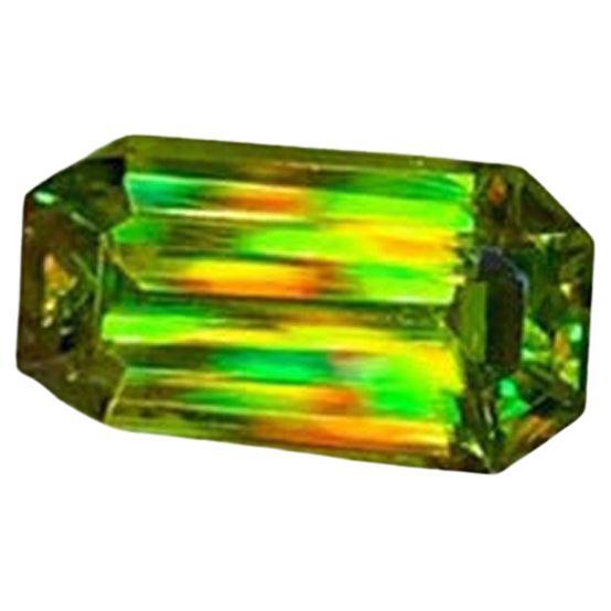 Green Sphene Gemstone: Natural Titanite Multi Color Emerald Cut, June Birthstone