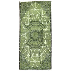 Green Spider Web Motif Turkish Deco Rug