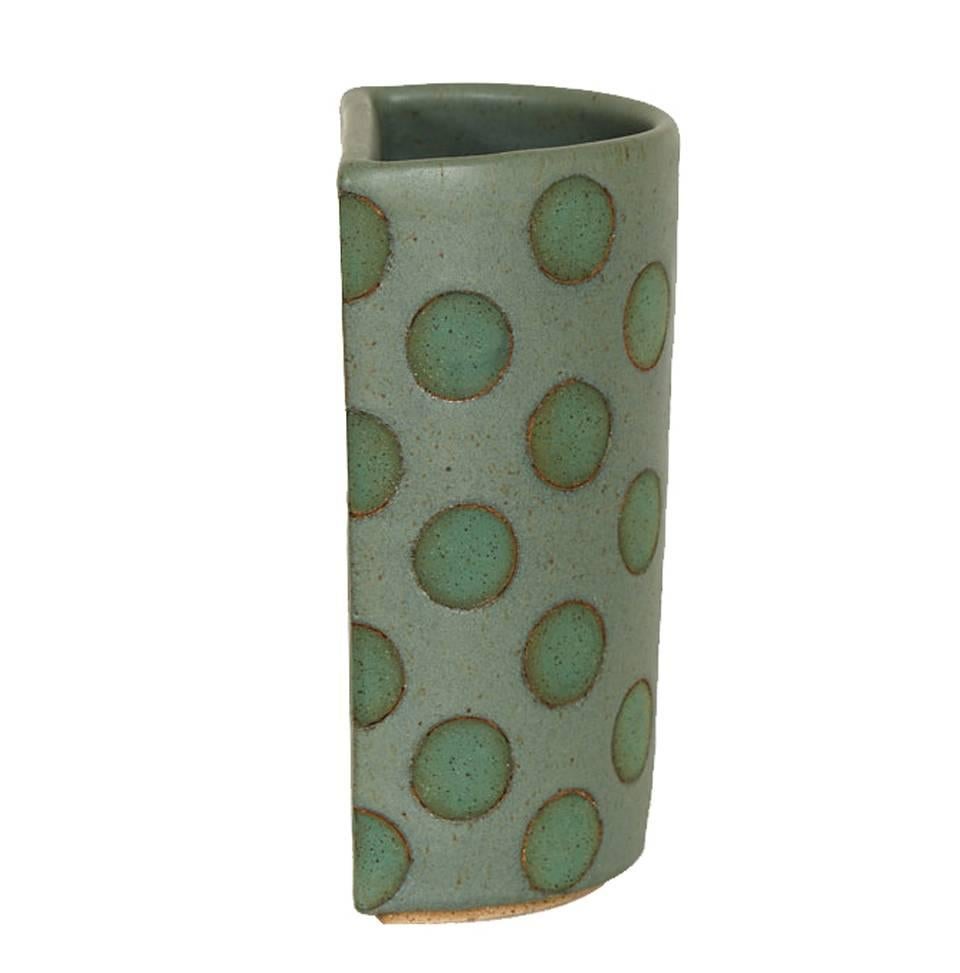 Modern Green Split Polka Dot Vases by Matthew Ward For Sale