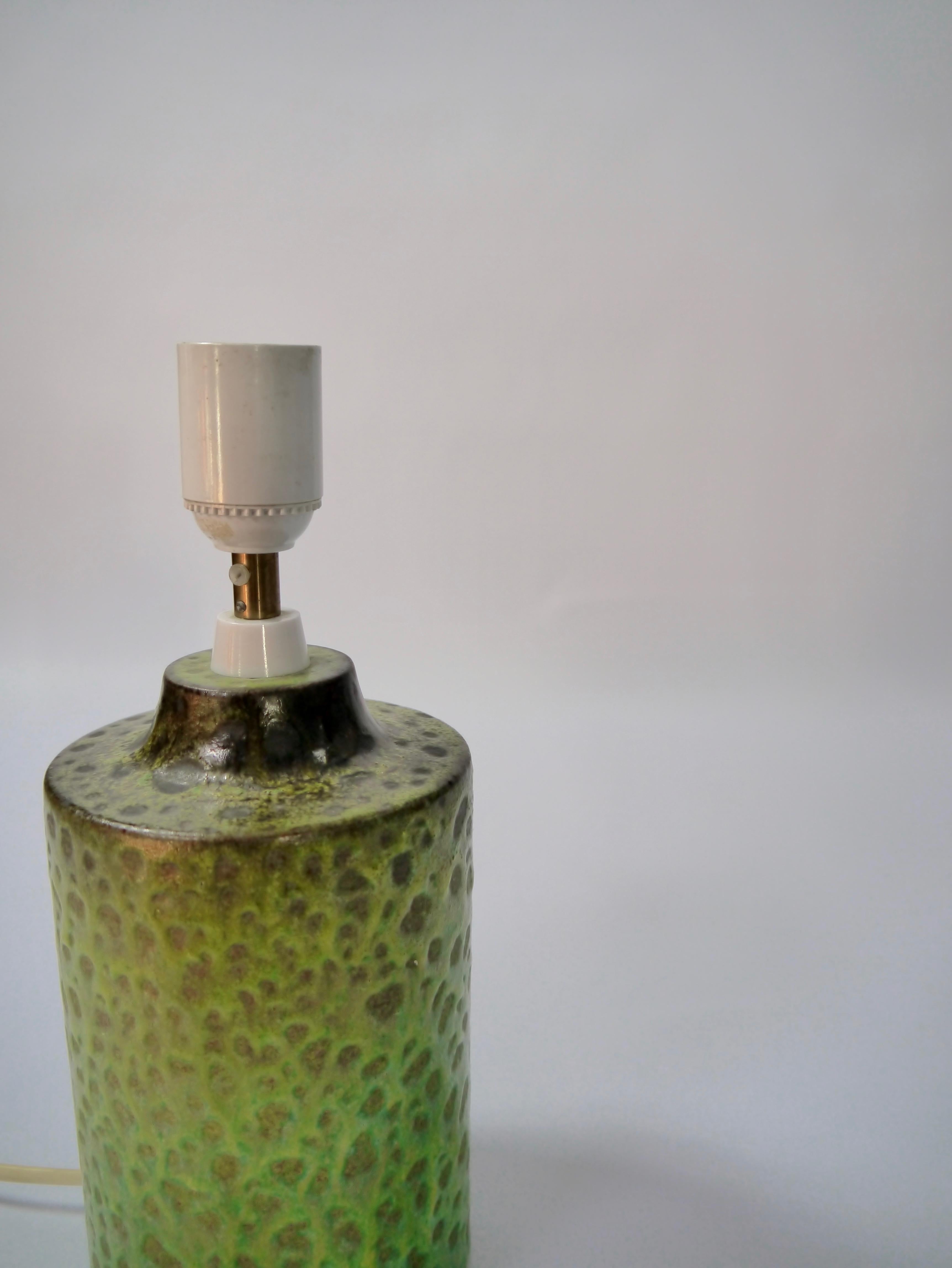 Mid-Century Modern Green Spotted Ceramic Table Lamp by Bitossi, Italy, 1960s For Sale