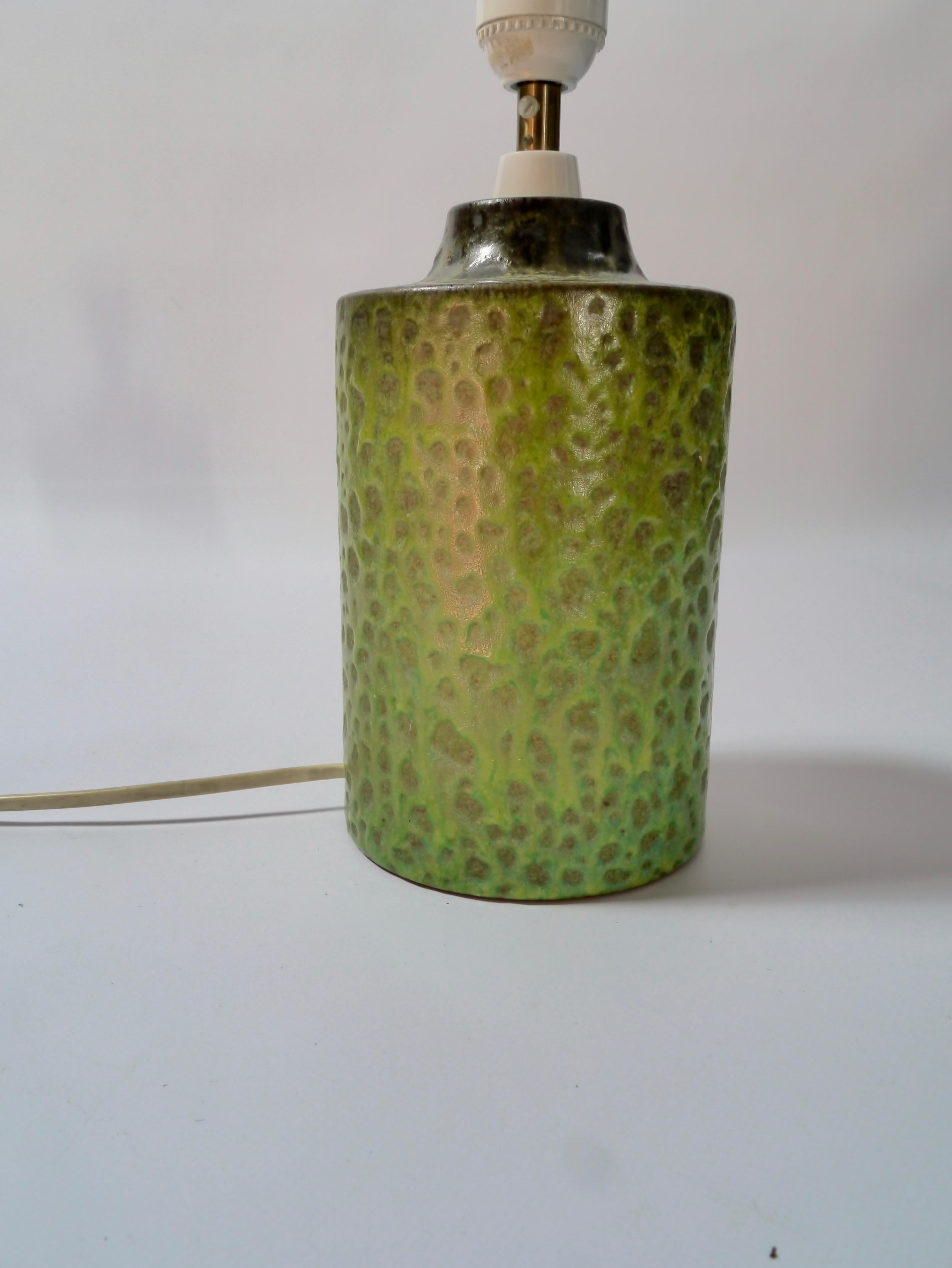 Italian Green Spotted Ceramic Table Lamp by Bitossi, Italy, 1960s For Sale