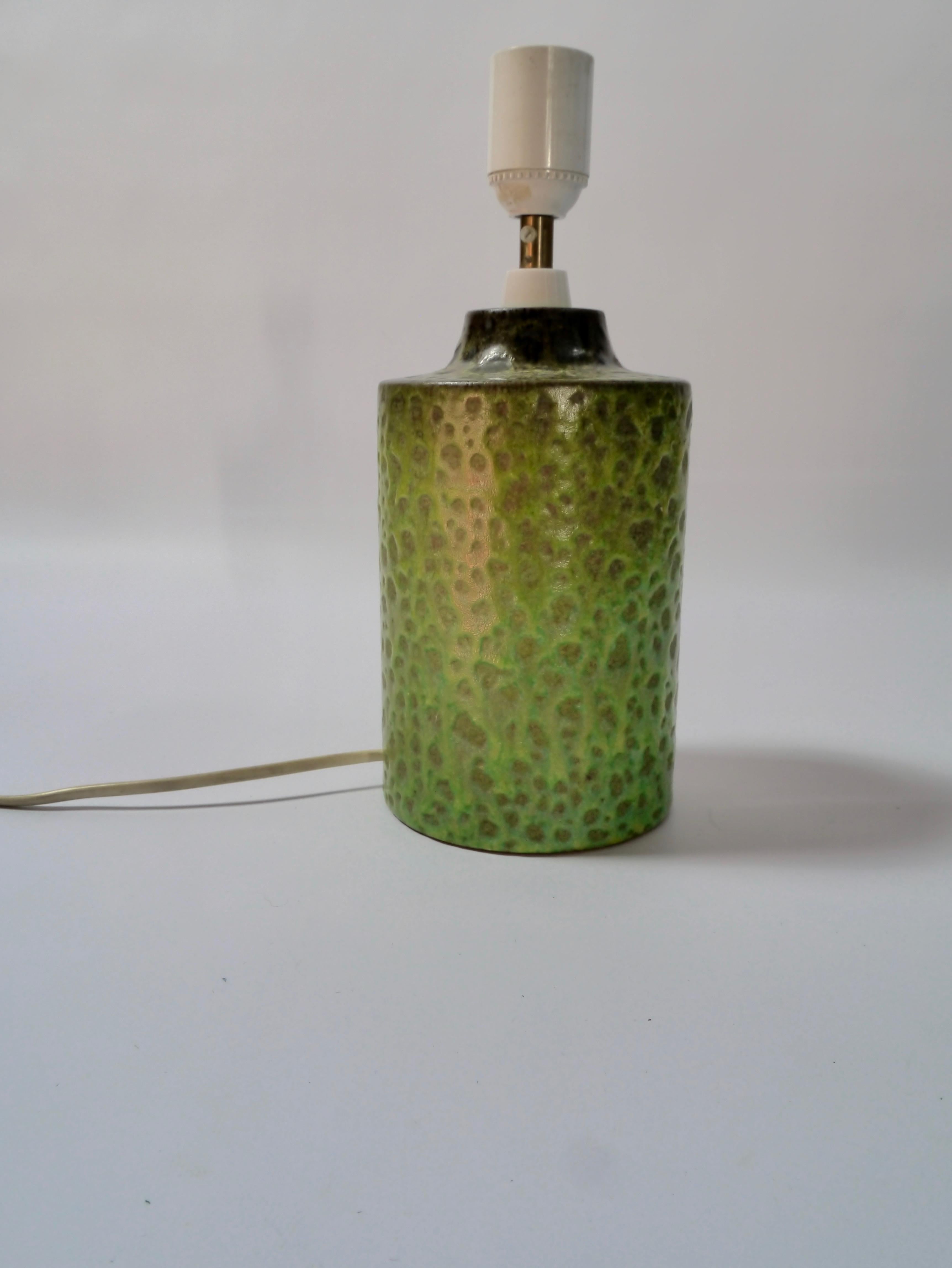 Glazed Green Spotted Ceramic Table Lamp by Bitossi, Italy, 1960s For Sale