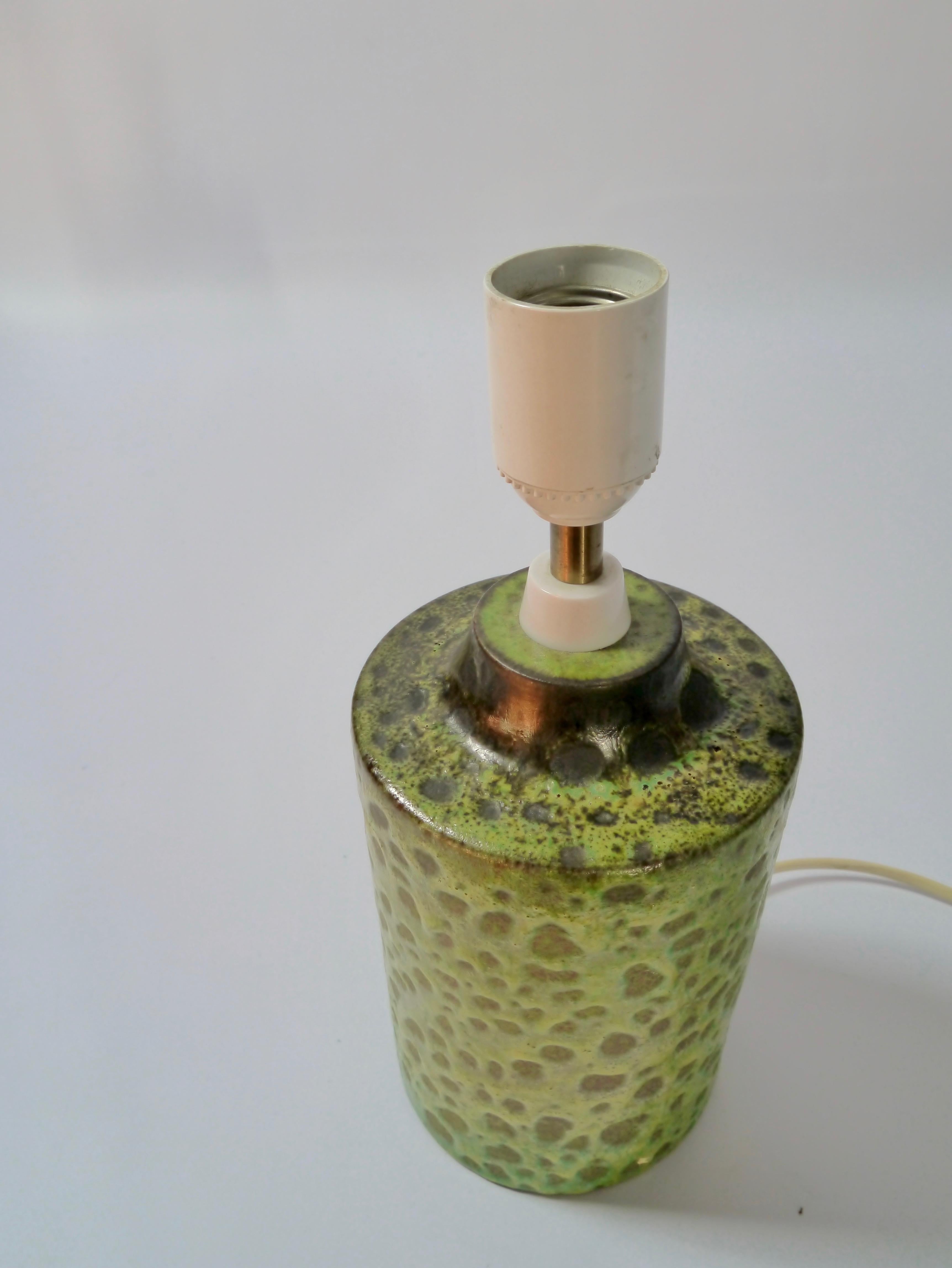 Green Spotted Ceramic Table Lamp by Bitossi, Italy, 1960s In Good Condition For Sale In Barcelona, ES