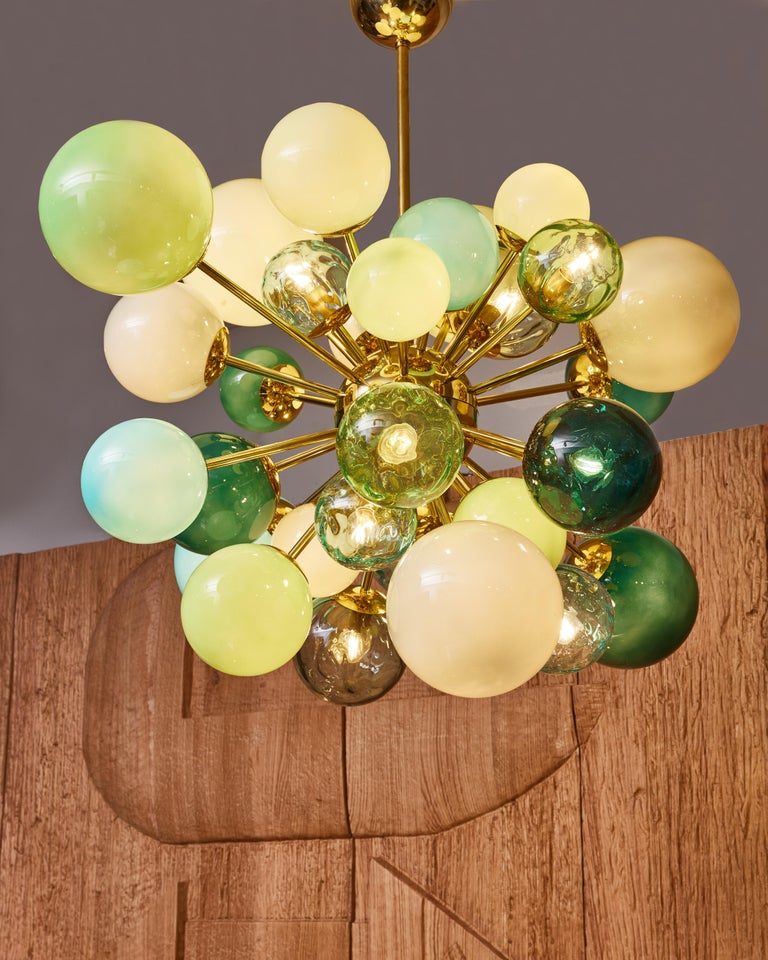 Lustre Spoutnik En Laiton - Style Rétro Années 50, Fabrication Main, Multicolore, éclairage E27