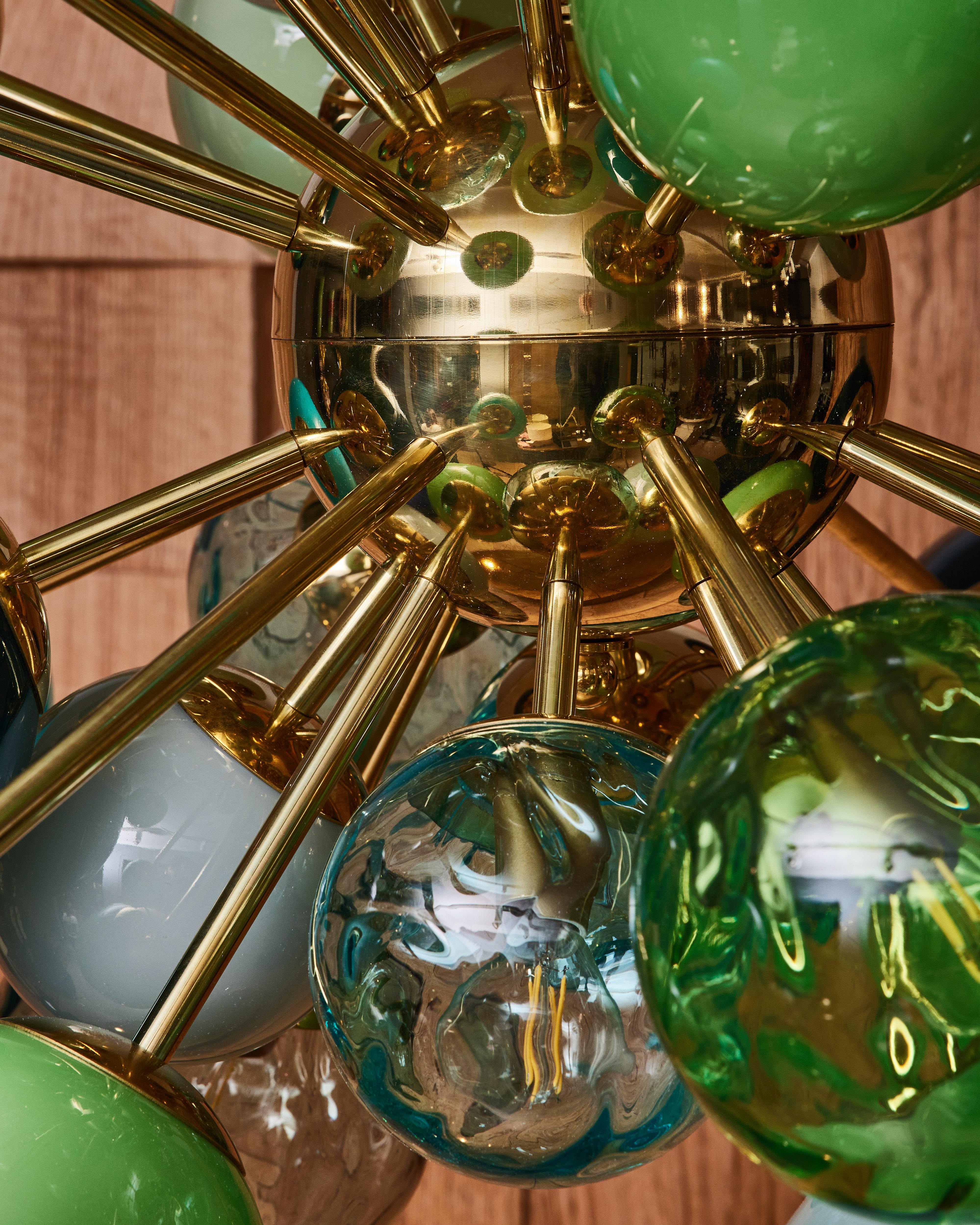 Italian Green Sputnik Chandelier by Studio Glustin For Sale