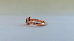 Green Square Sapphire 0.70K Diamonds 0.34K Rose Gold Engagement Ring