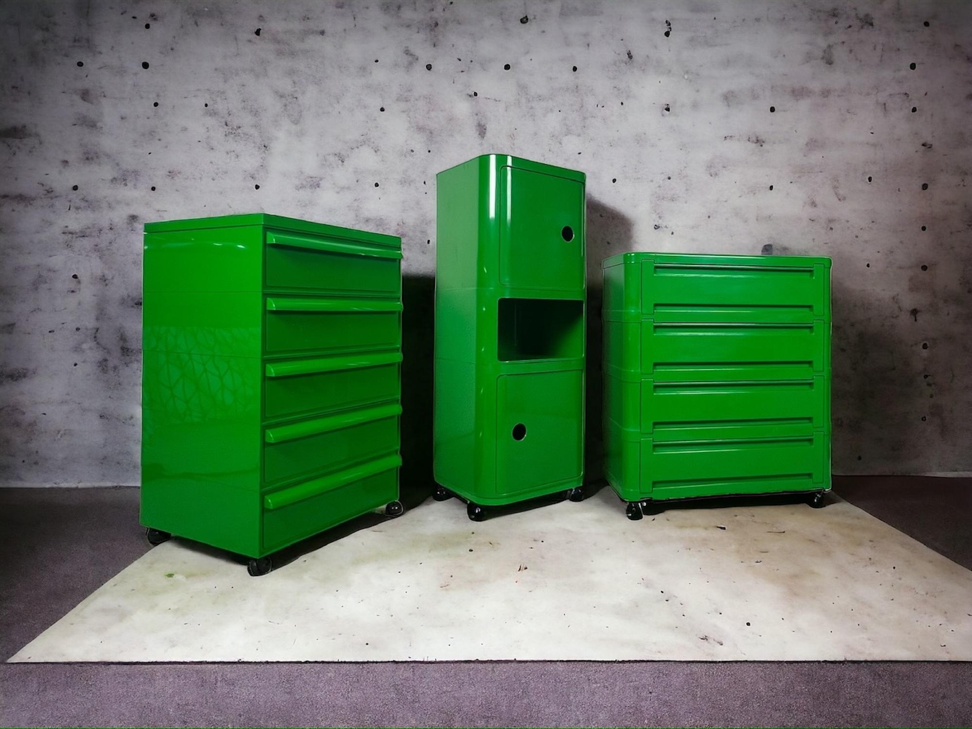 Green Squared Cabinet Kartell Componibili by Anna Castelli Ferrieri, 1960s 3