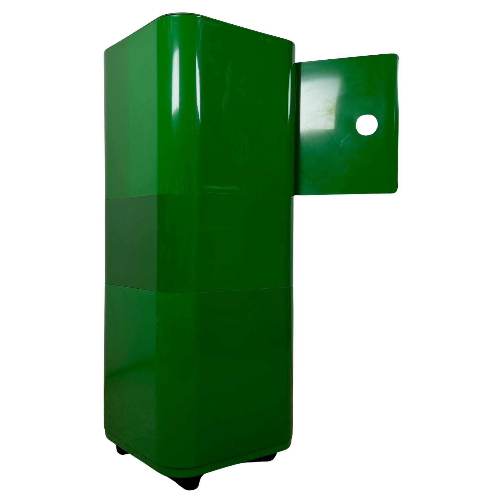 Space Age Green Squared Cabinet Kartell Componibili by Anna Castelli Ferrieri, 1960s