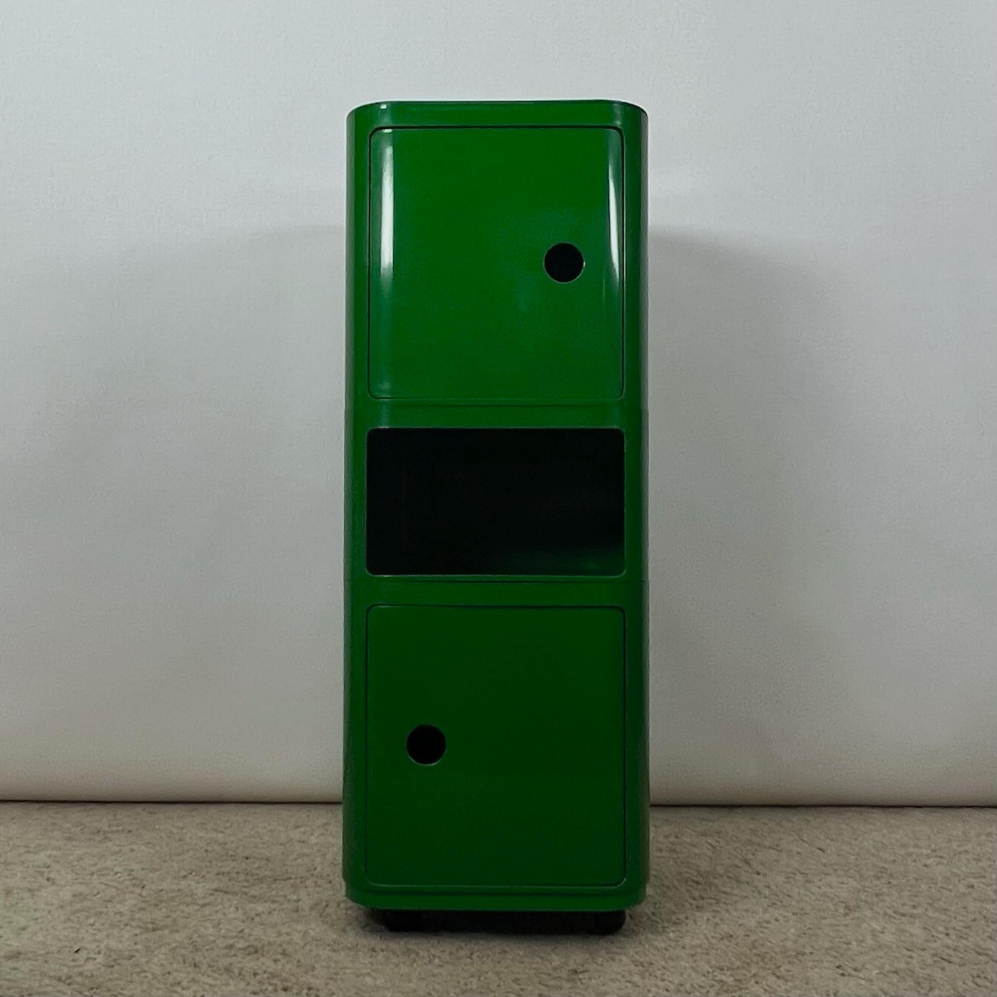 Plastic Green Squared Cabinet Kartell Componibili by Anna Castelli Ferrieri, 1960s