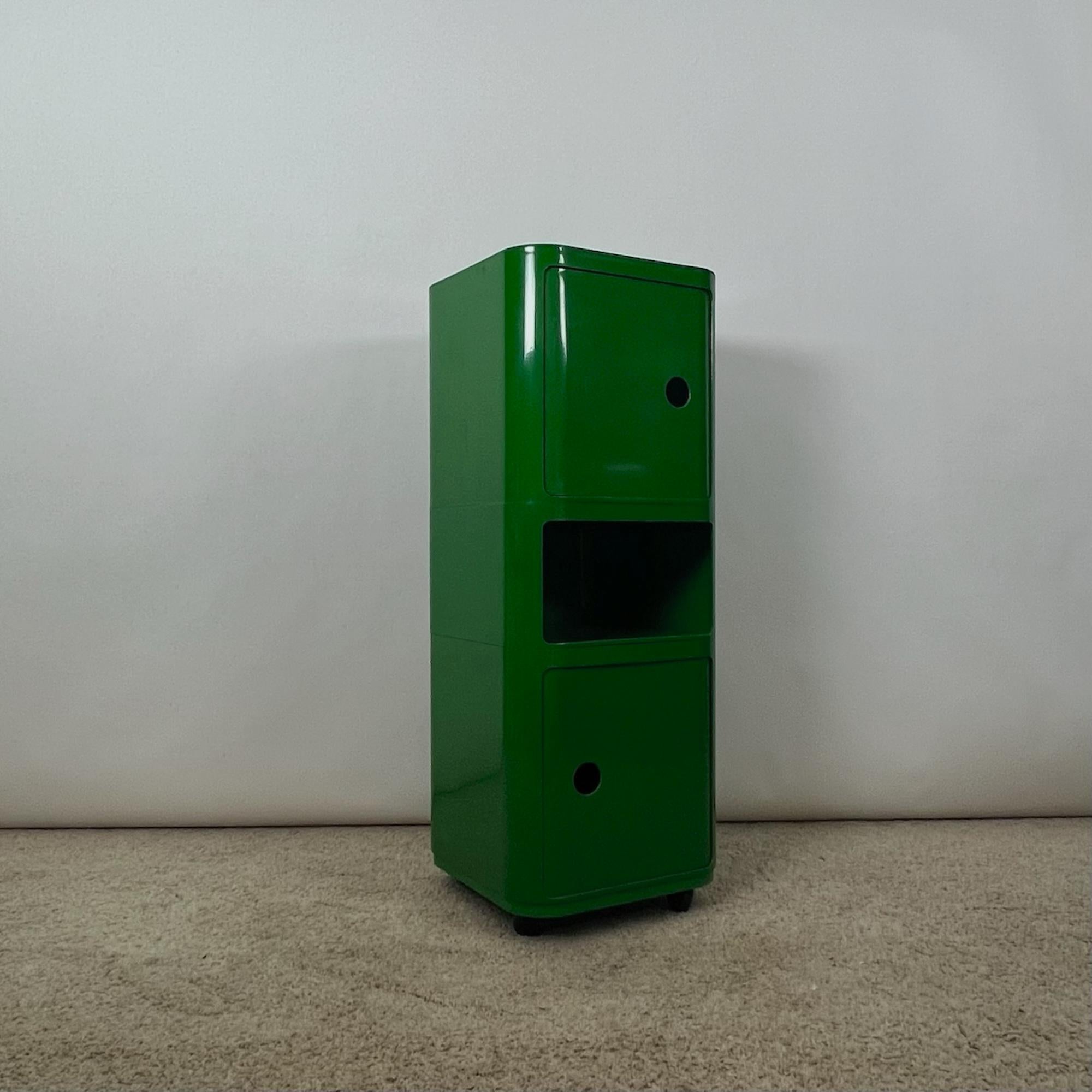 Green Squared Cabinet Kartell Componibili by Anna Castelli Ferrieri, 1960s
