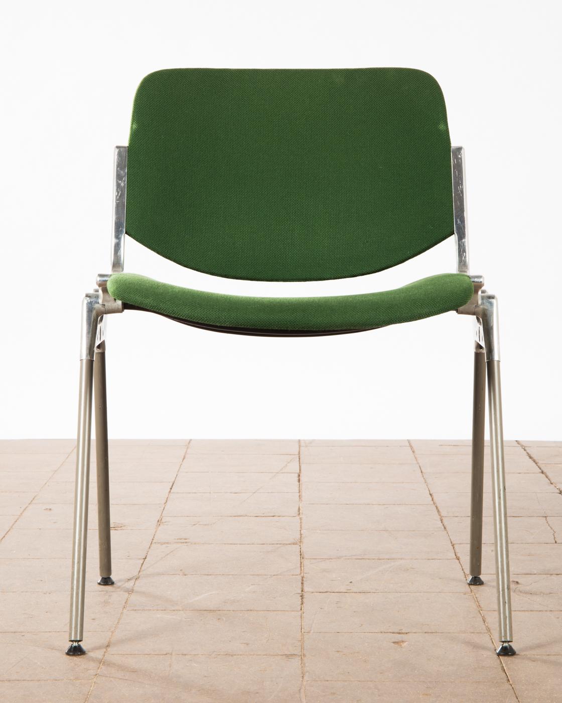 Aluminum Green Stackable Chairs by Giancarlo Piretti for Castelli For Sale