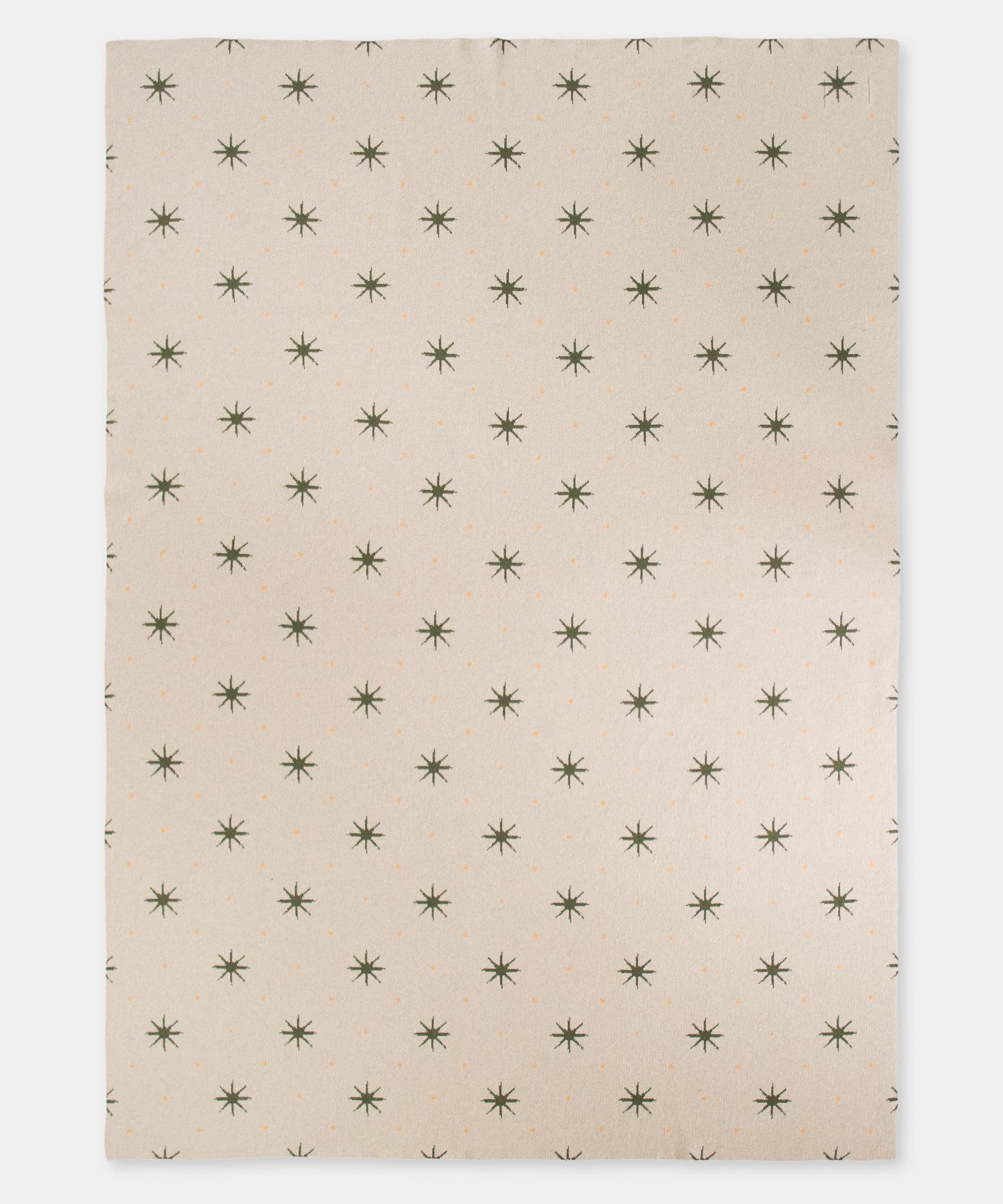 Mongolian Green Stars Cashmere Throw by Saved, New York