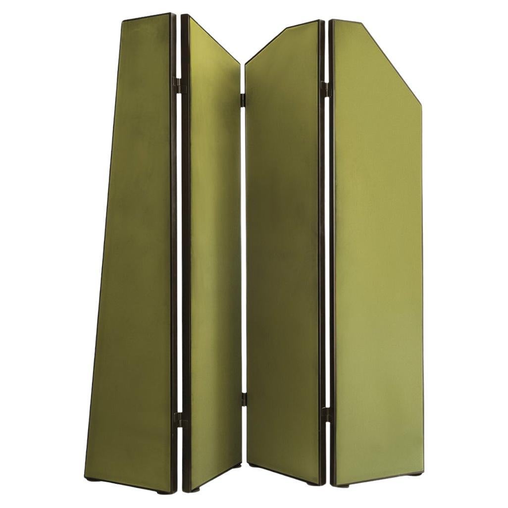 Asymmetrischer Raumteiler aus grünem Stahl von Delvis Unlimited im Angebot
