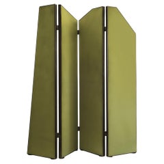 Asymmetric Room Divider by Delvis Unlimited Green Steel Colored
