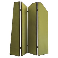 Asymmetric Room Divider by Delvis Unlimited Green Steel Colored