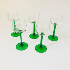 Green Stemmed Coupes - Set of 5
