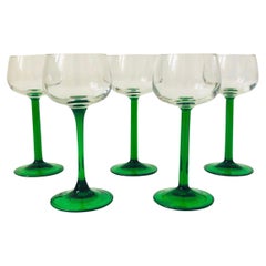 Retro Green Stemmed Coupes - Set of 5