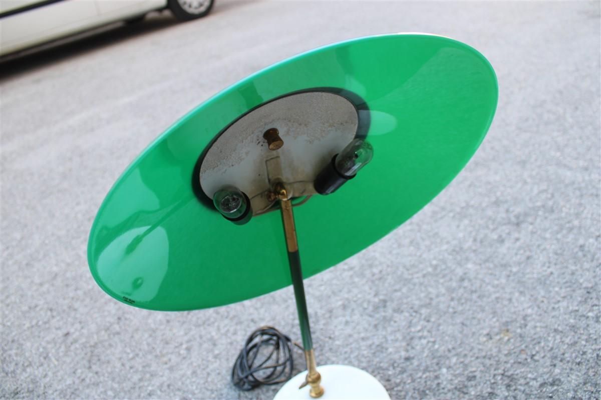 Green Stilux Table Lamp Italian Design Mid-Century Marble Base Carrara Brass 4