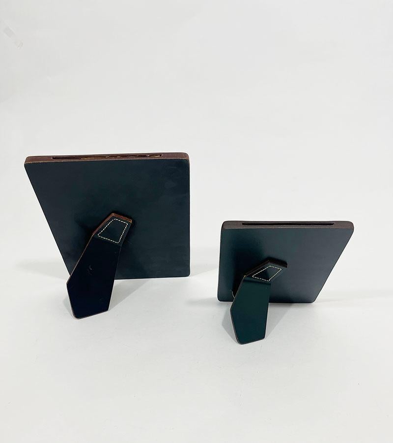 Green stitched leather photo frames For Sale 1