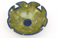 Vintage Green Stone and Lapis Lazuli Sculptural Bowl, Barware