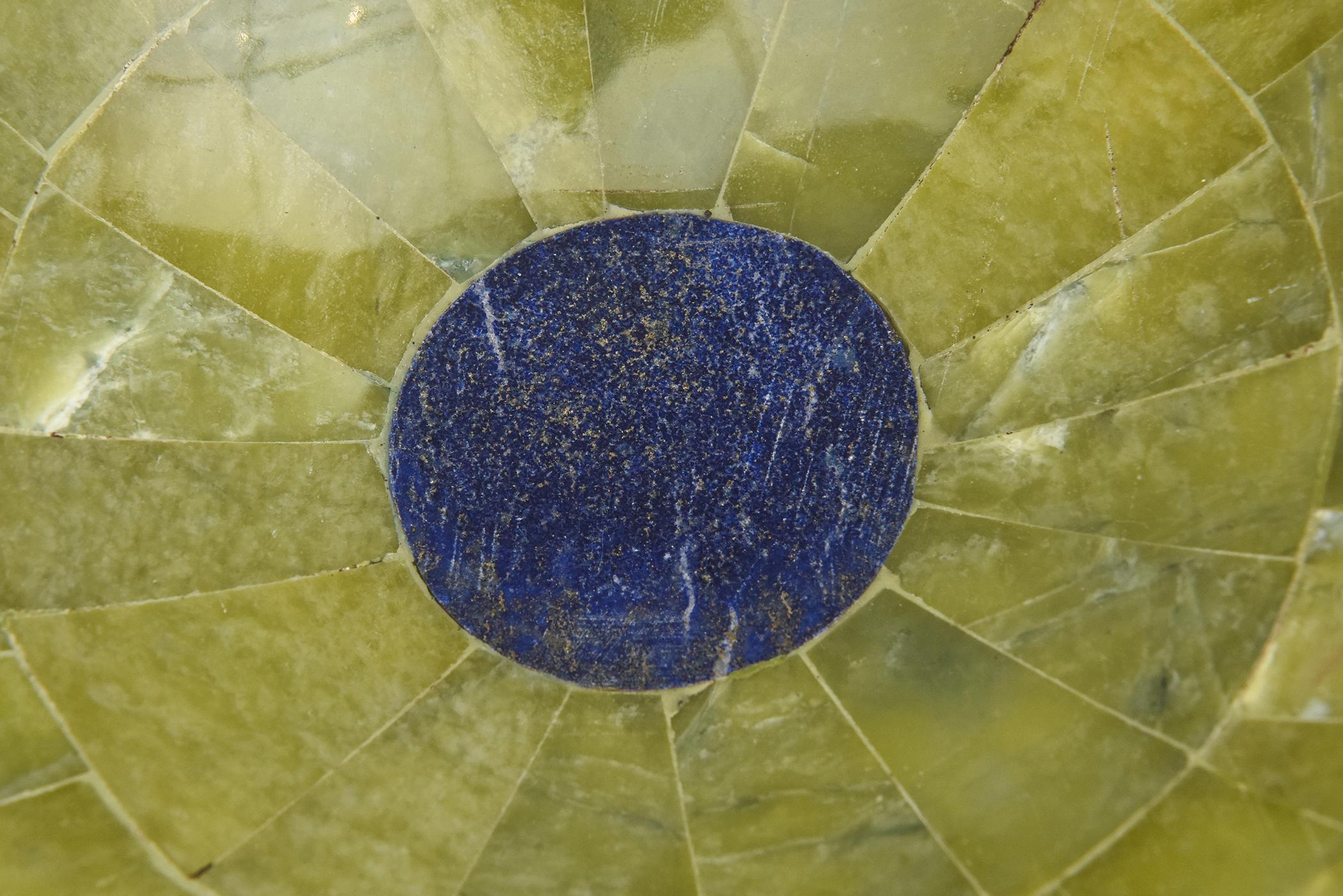 Green Stone and Lapis Lazuli Bowl Barware Vintage (Unbekannt) im Angebot