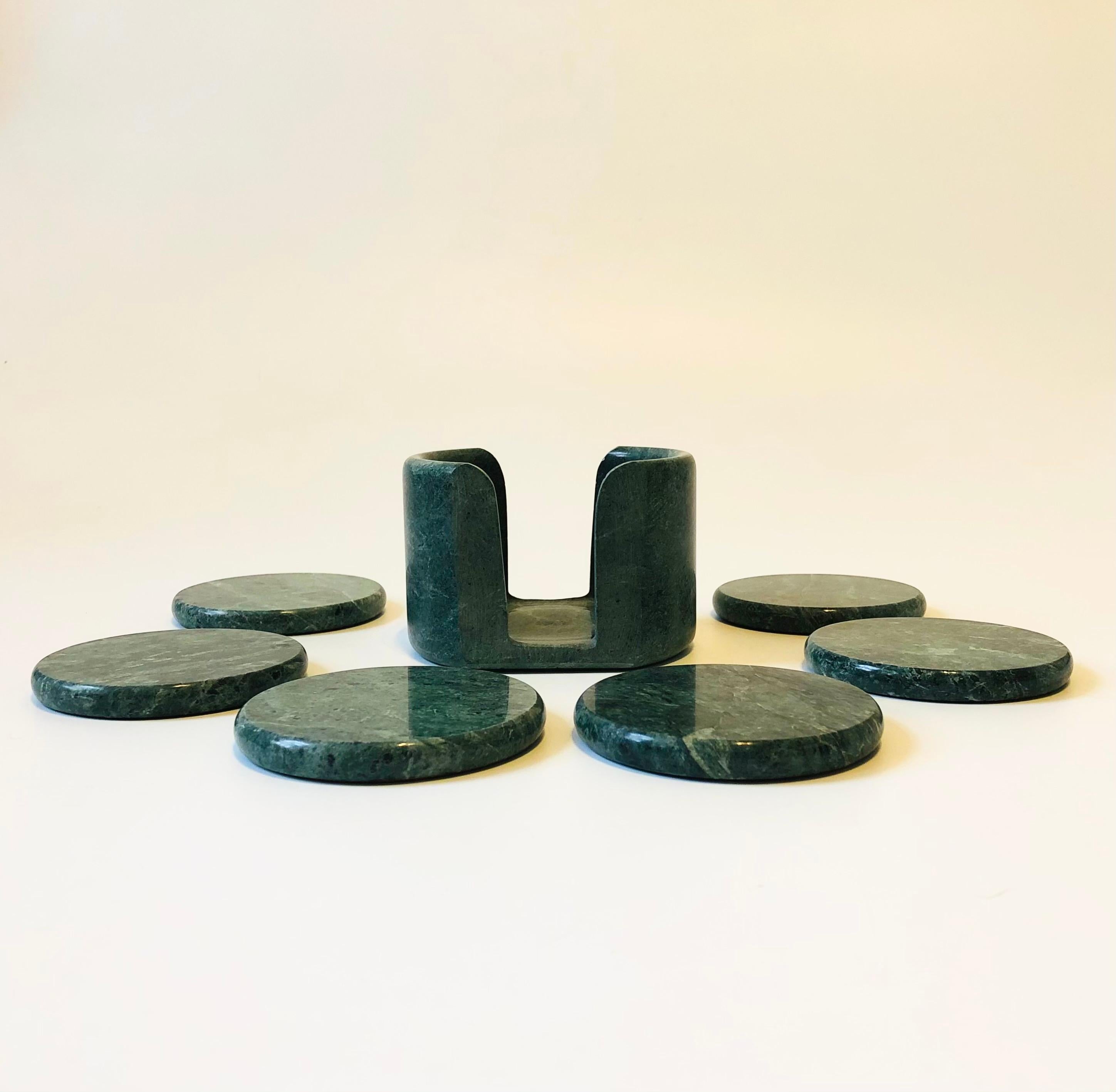 Green Stone Coaster Set - Set of 6 Coasters in Holder 3