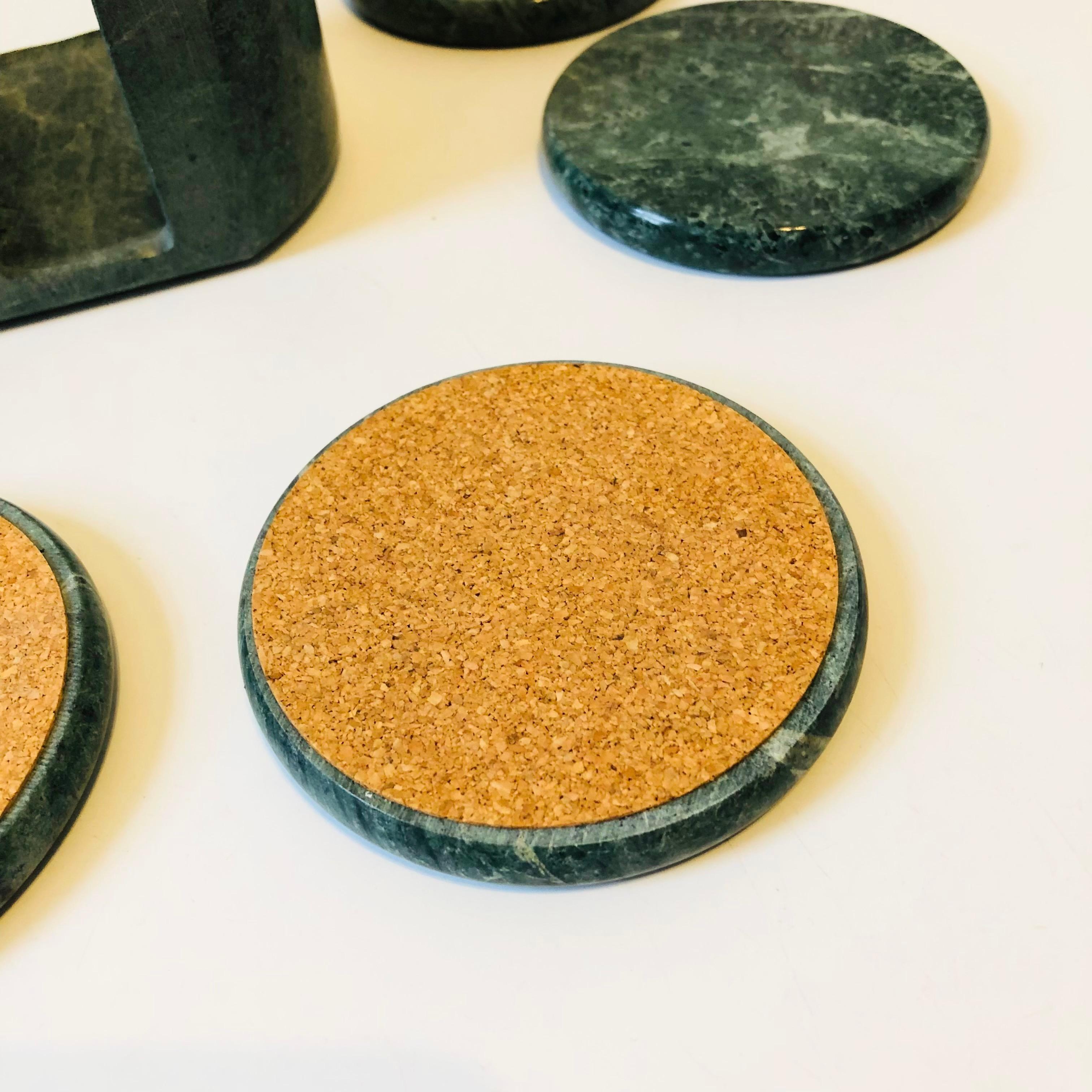Green Stone Coaster Set - Set of 6 Coasters in Holder 4