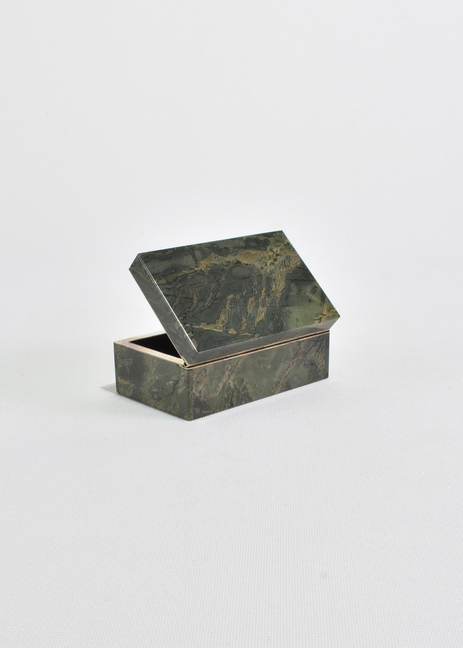 20th Century Green Stone Jewelry Box For Sale