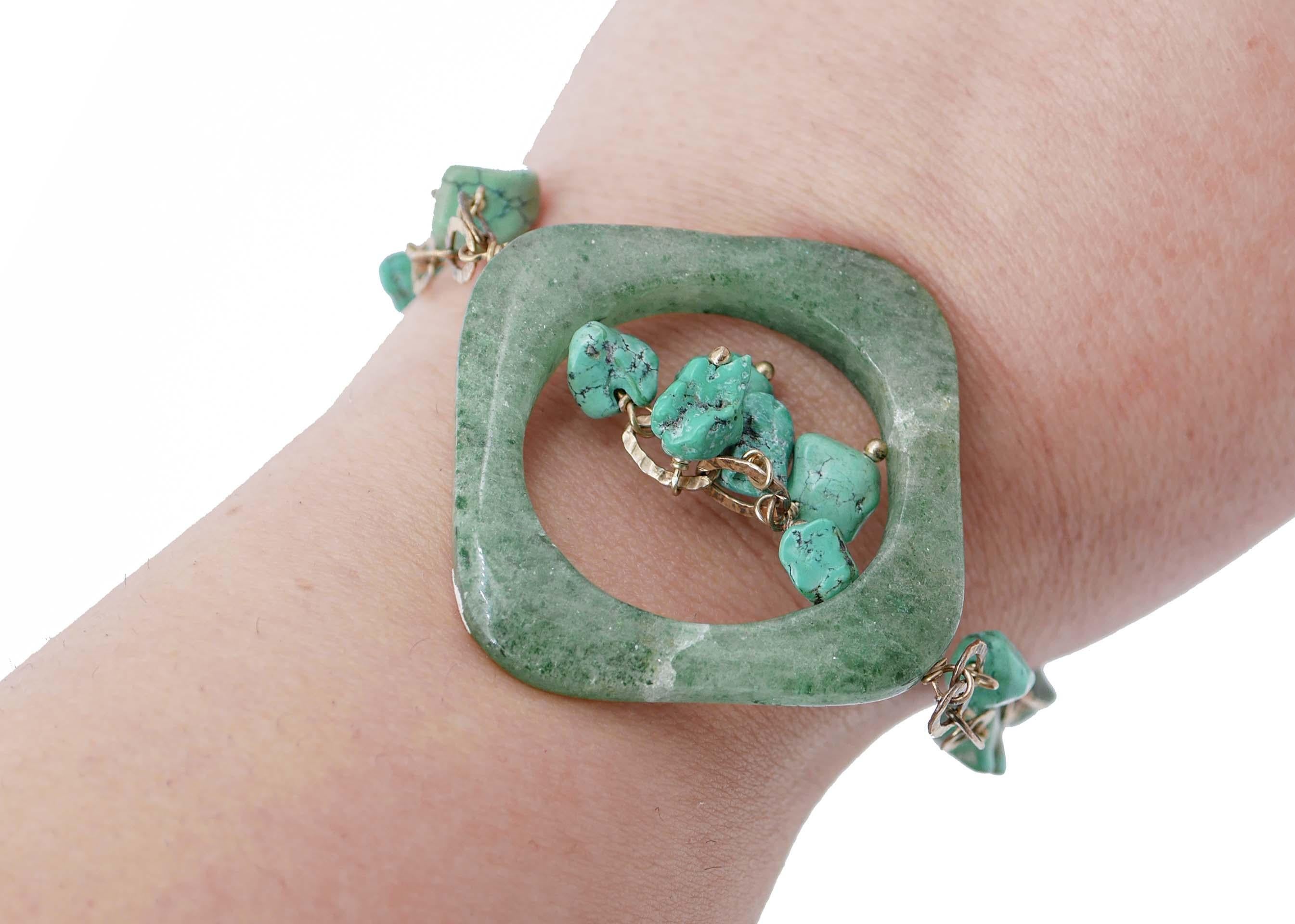 Green Stone, Turquoise, Retrò Bracelet In Good Condition In Marcianise, Marcianise (CE)