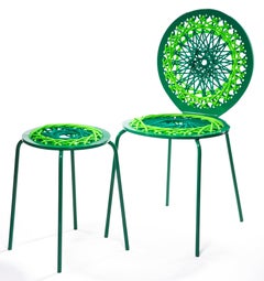 Grüner Hocker aus Stretch