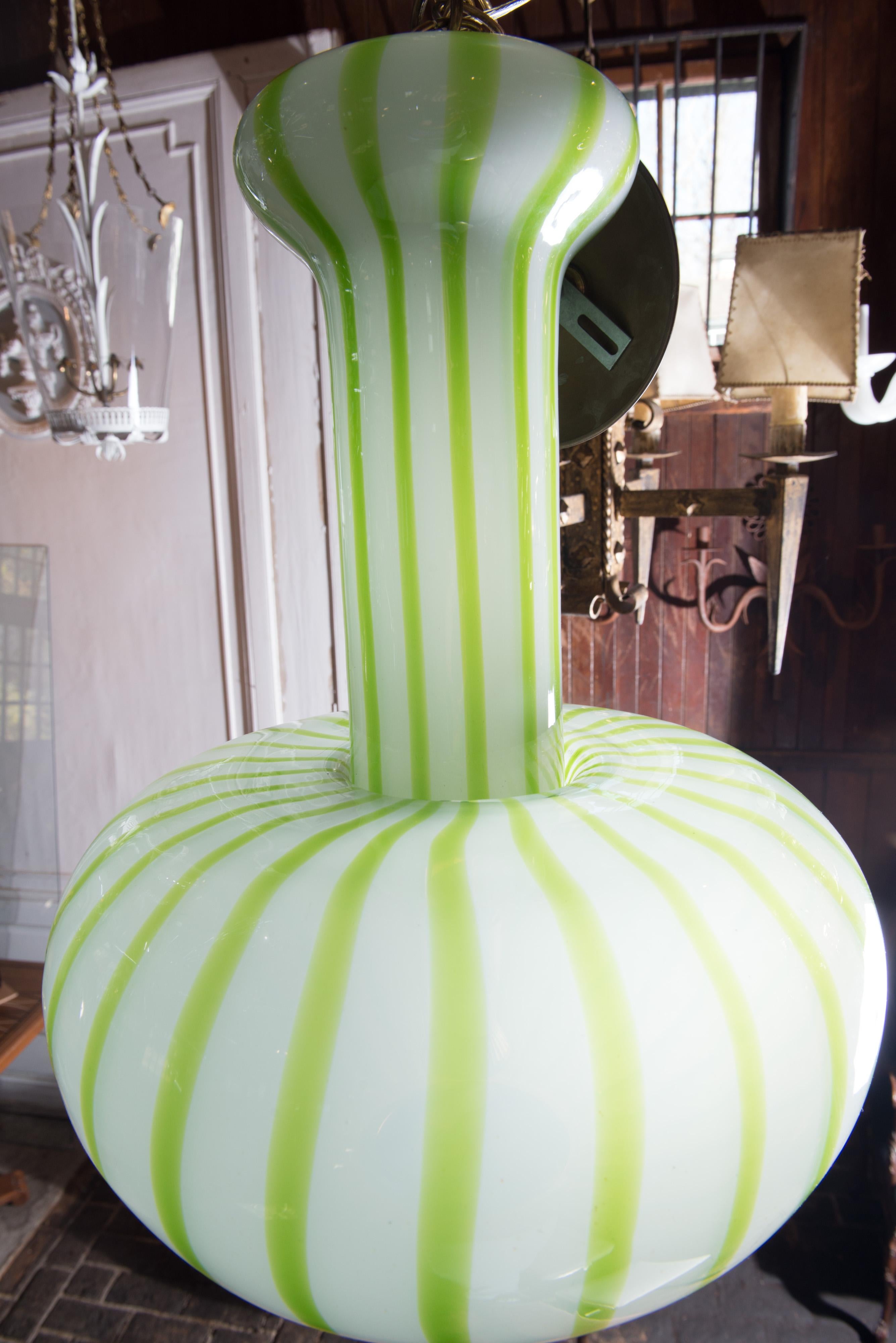 Green Striped Murano Glass Chandelier/Pendant 4