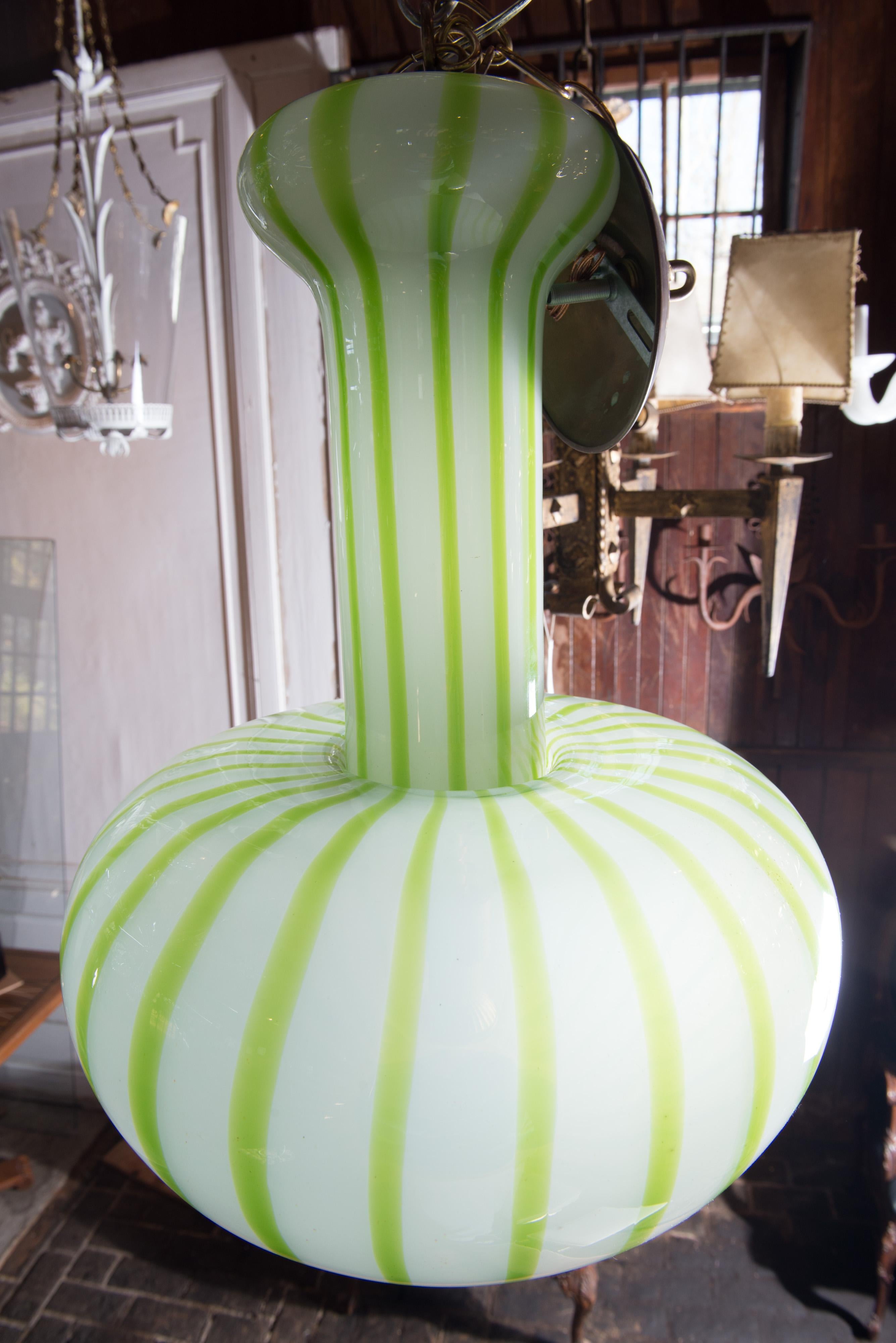Green Striped Murano Glass Chandelier/Pendant 5