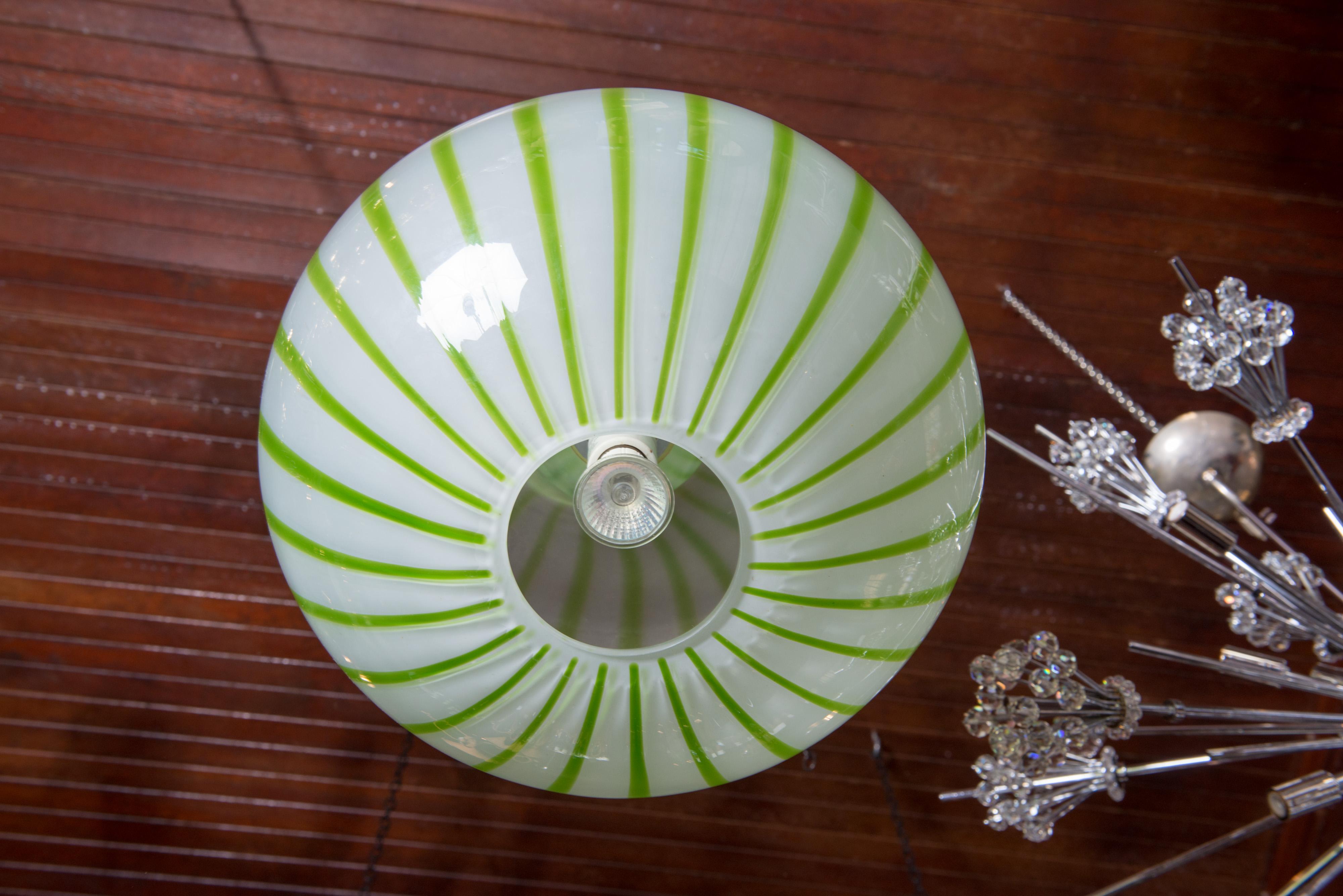 Green Striped Murano Glass Chandelier/Pendant 6