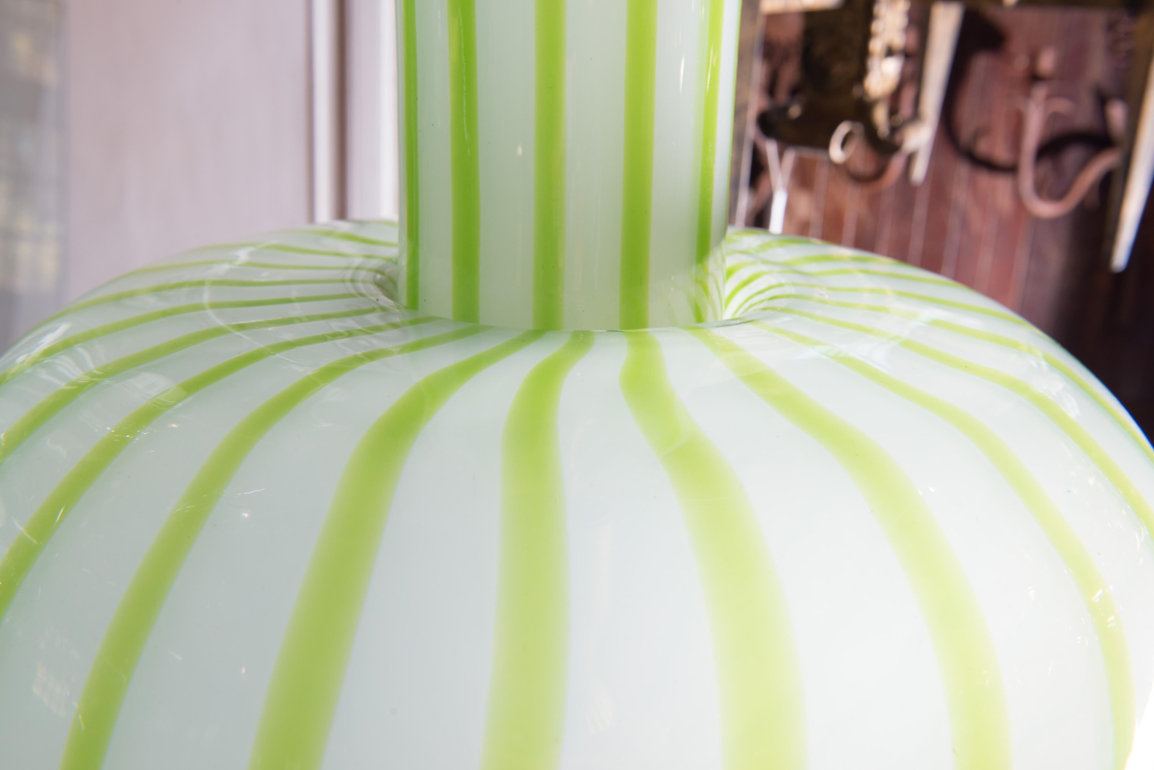 Green Striped Murano Glass Chandelier/Pendant 1