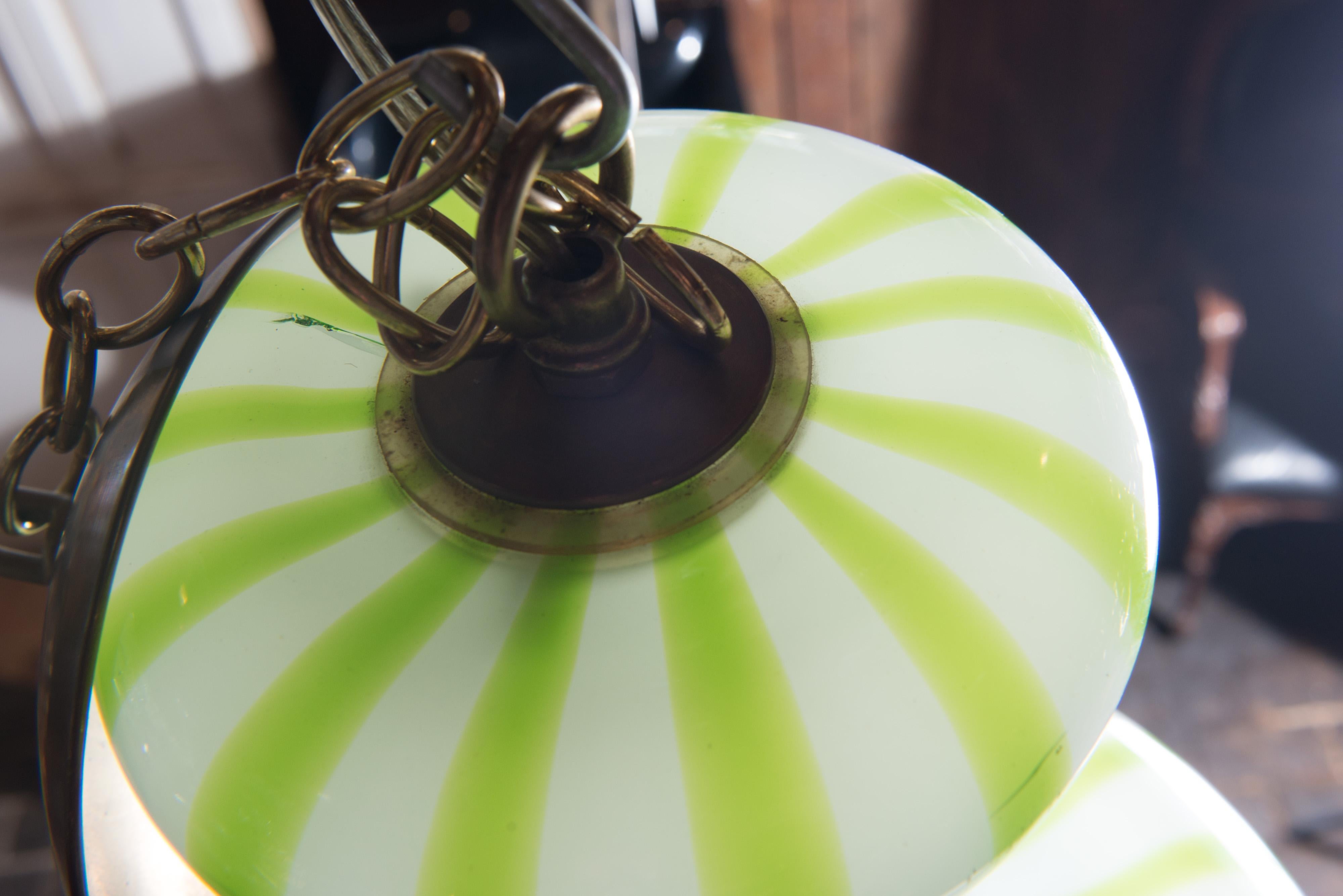 Green Striped Murano Glass Chandelier/Pendant 3