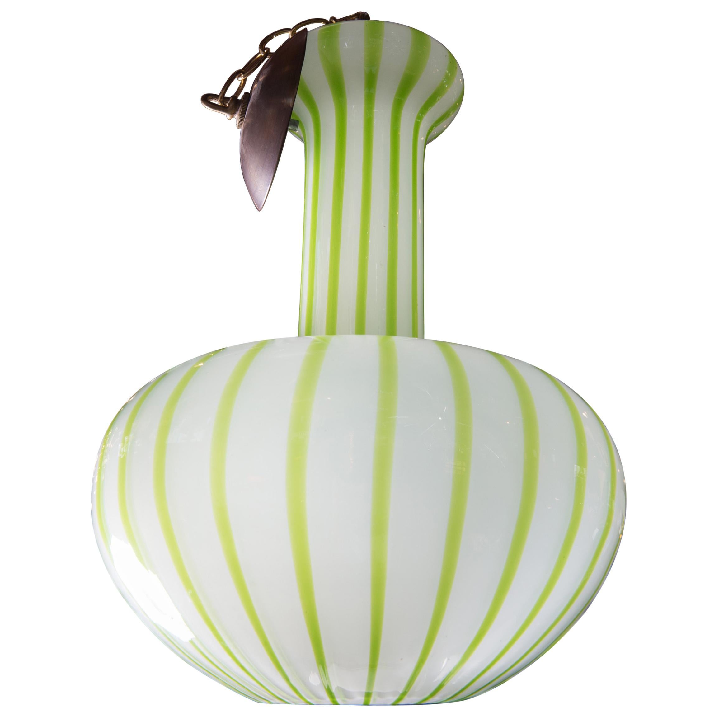 Green Striped Murano Glass Chandelier/Pendant