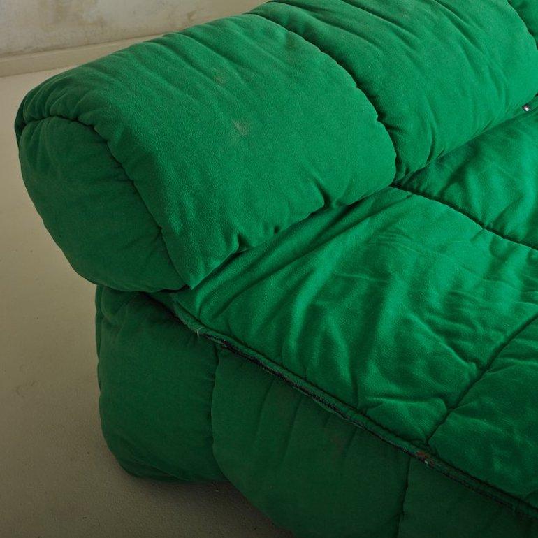 Italian Green ‘Strips’ Sofa by Cini Boeri for Arflex, Italy, 1970s