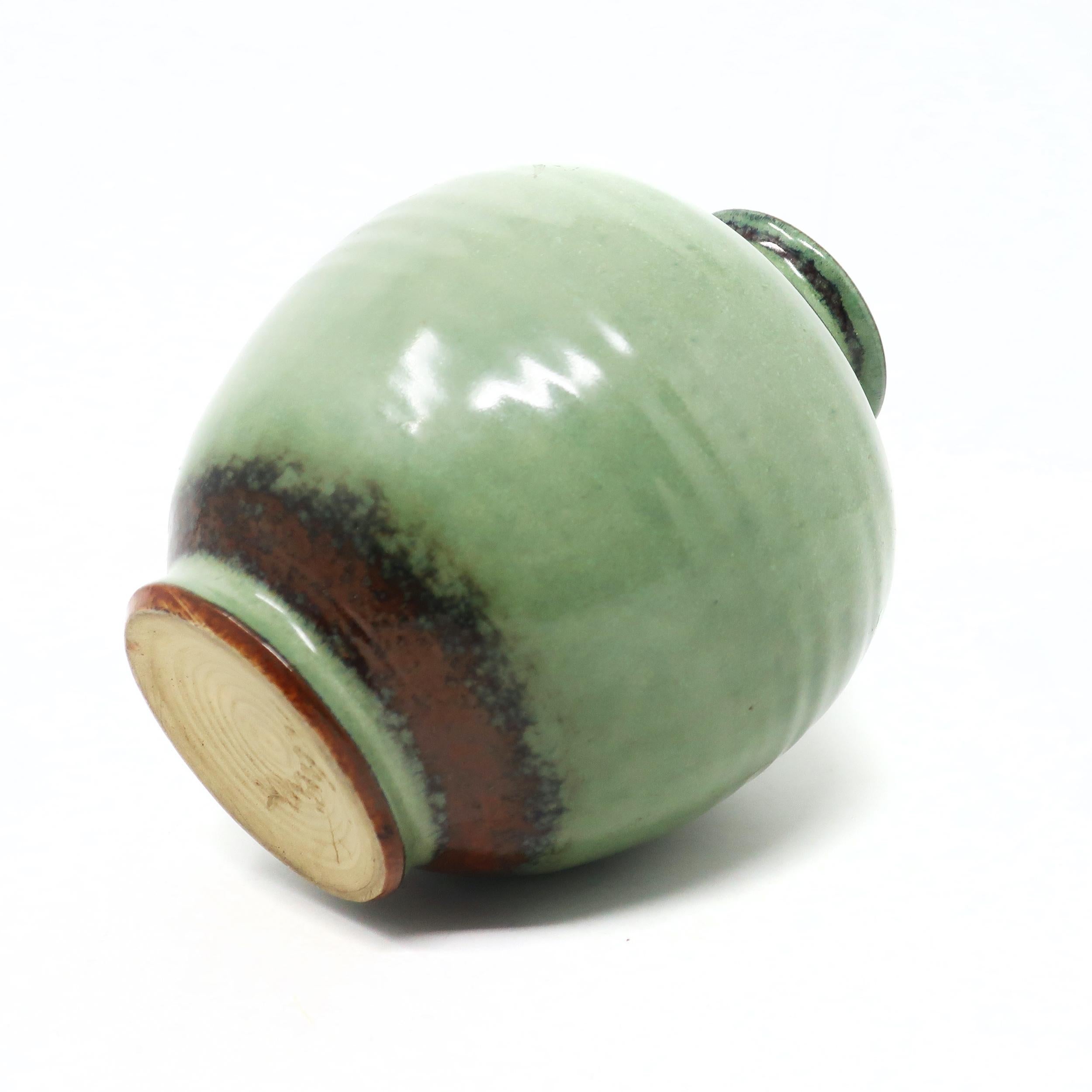 Ceramic Green Studio Pottery Vase by Edwin & Mary Scheier For Sale