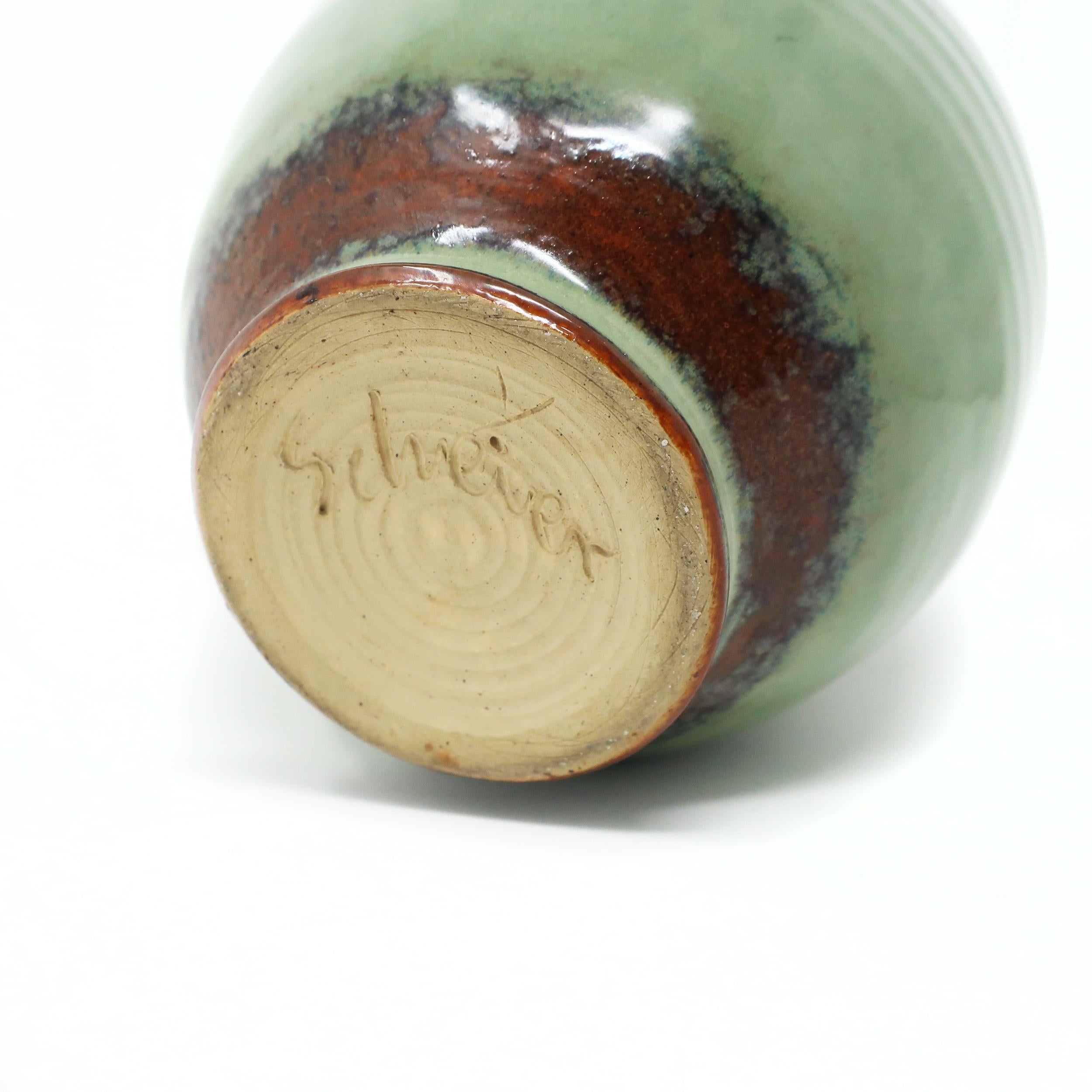 Green Studio Pottery Vase by Edwin & Mary Scheier For Sale 1