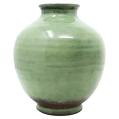 Vase aus grüner Studio-Keramik von Edwin & Mary Scheier