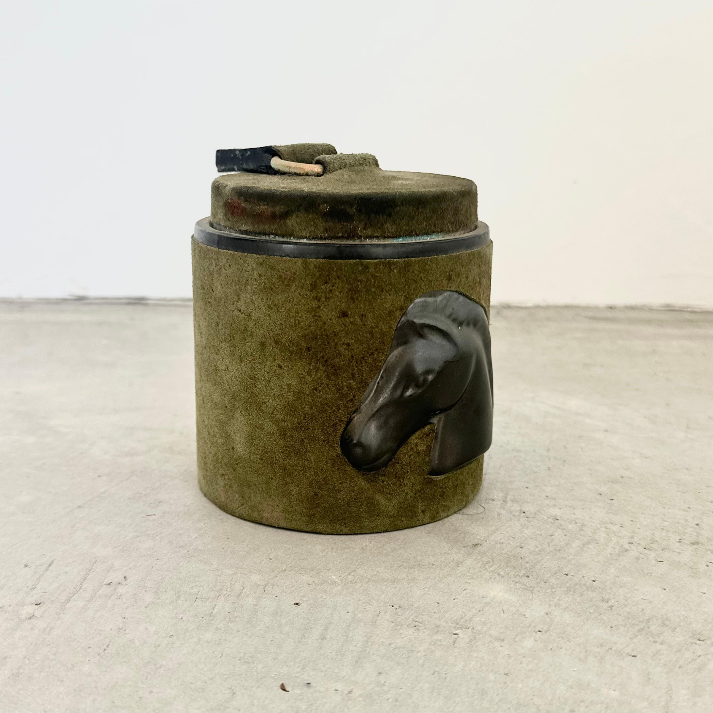 Green Suede and Ceramic Smoking Set by Longchamp, 1950s France For Sale 6