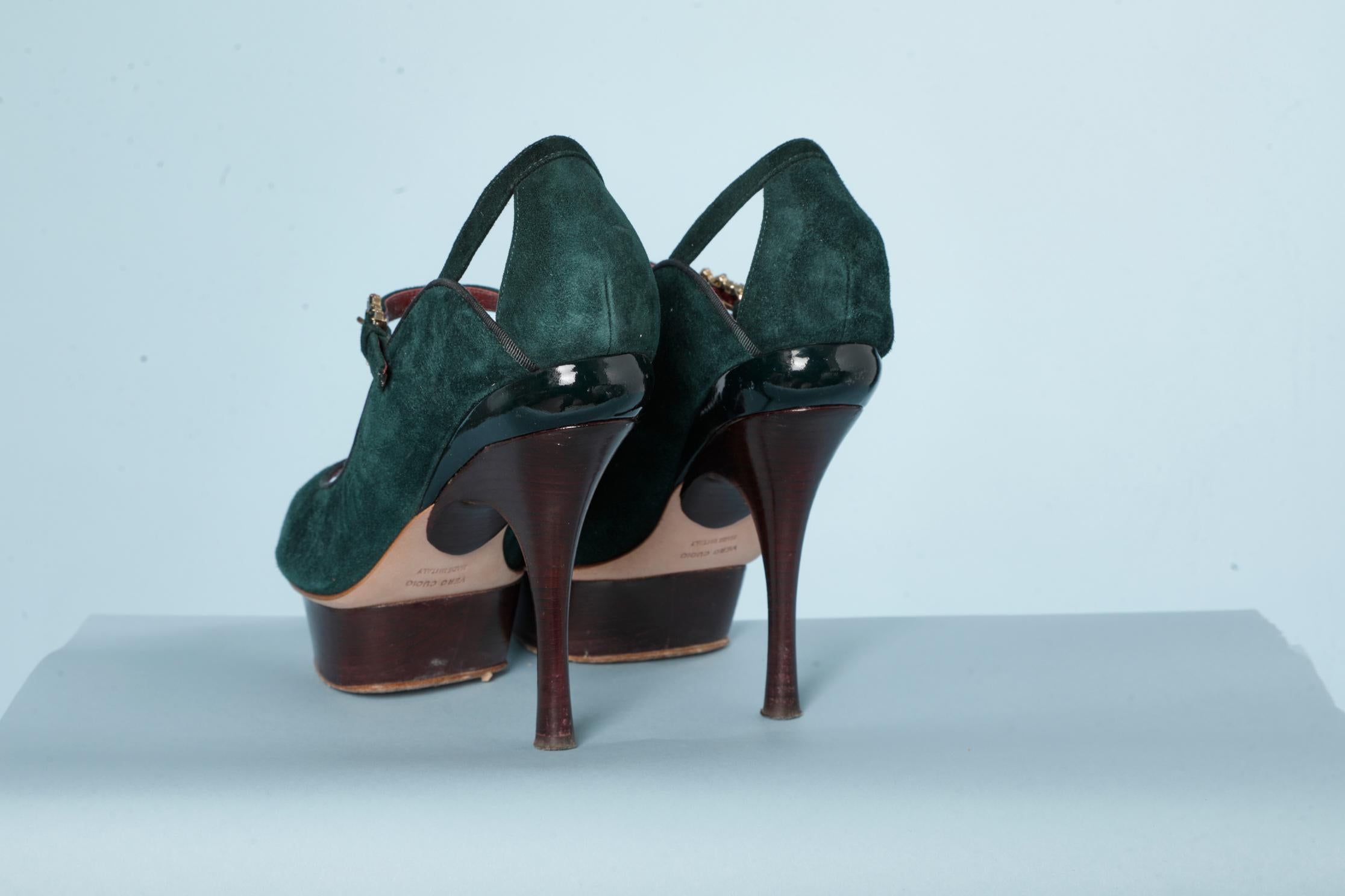 Women's Green suede escarpin with jewellery buckle Nina Ricci 