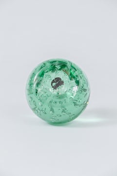 Green Sulfur Glass Orb Paperweight Sculpture, Italy, 1960s