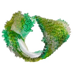 Green Summer, a Unique Textured Green Glass Sculpture by Nina Casson McGarva