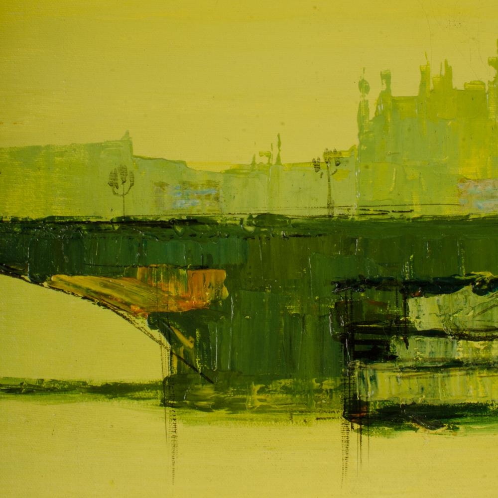 Canvas Green Sunset on the Thames For Sale