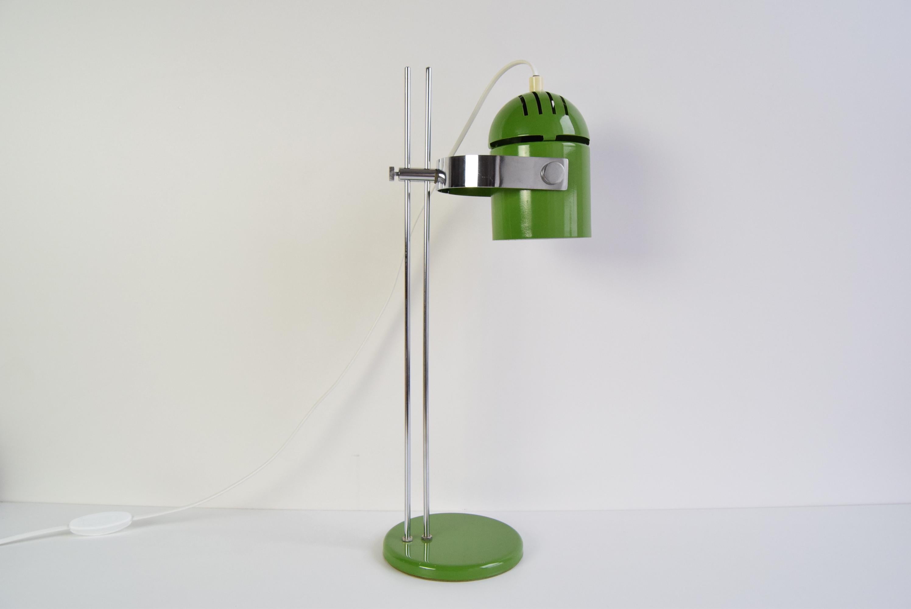 Mid-Century Modern Green Table Lamp Combi Lux by Stanislav Indra, Czechoslovakia, 1970's. For Sale
