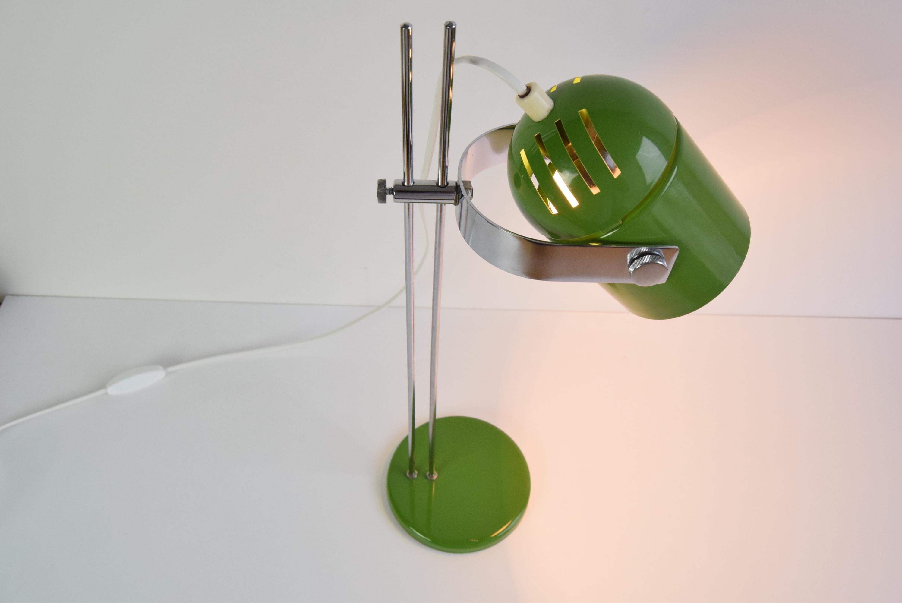 Metal Green Table Lamp Combi Lux by Stanislav Indra, Czechoslovakia, 1970's. For Sale