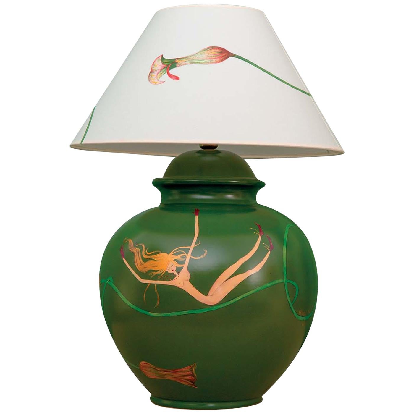 Green Table Lamp For Sale