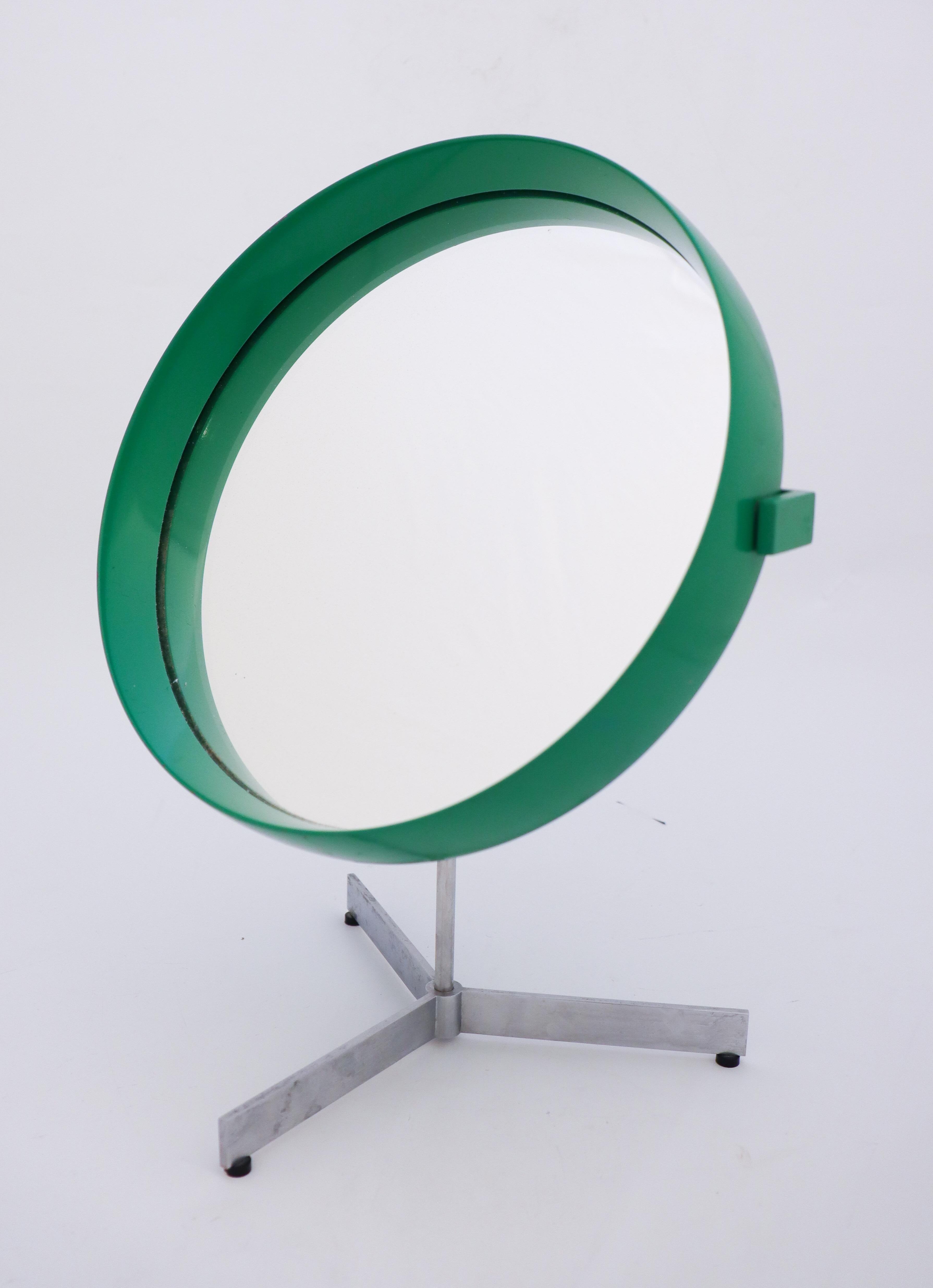 Scandinavian Modern Green Table Mirror, Luxus, Uno & Östen Kristiansson, Vittsjö, Sweden 1960s For Sale