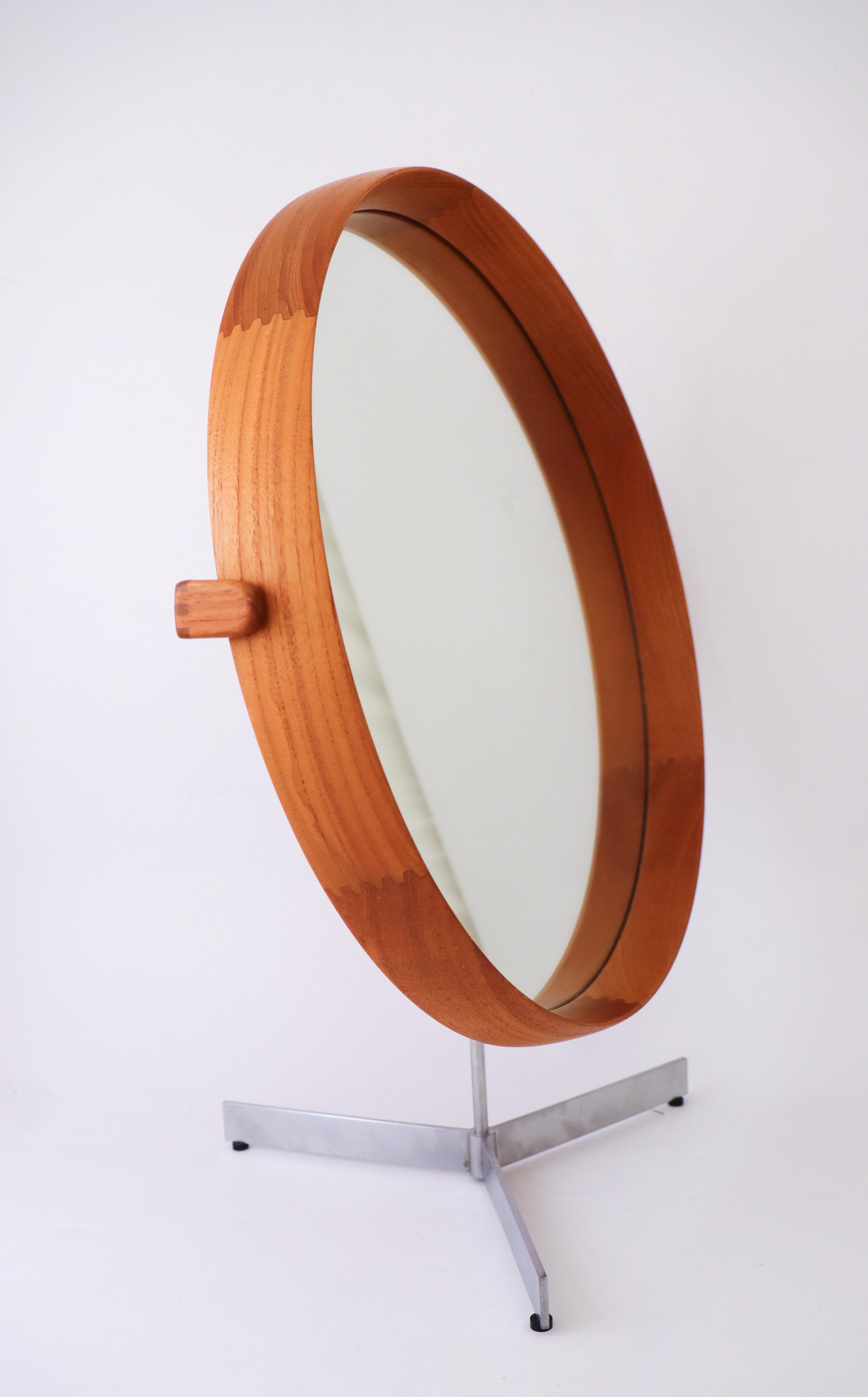 Swedish Teak Table Mirror, Luxus, Uno & Östen Kristiansson, Vittsjö, Sweden 1960s For Sale